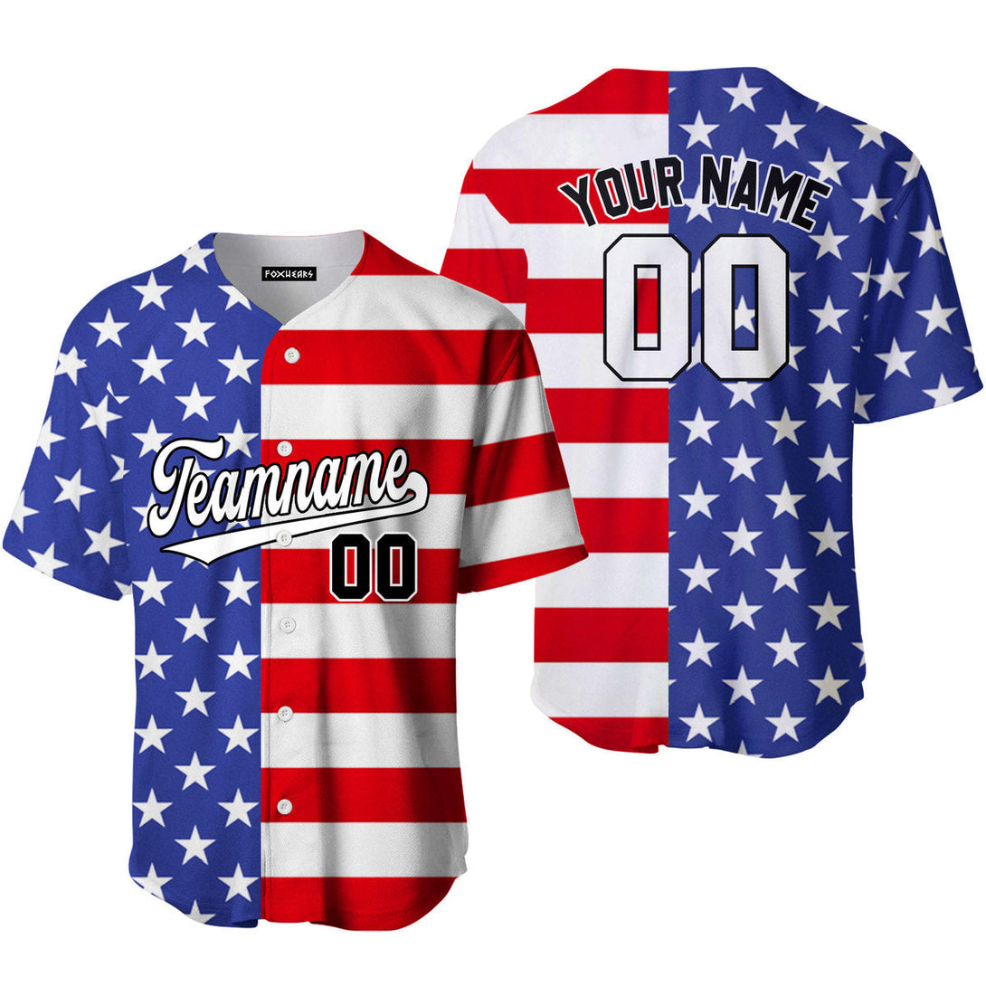 Custom American Flag White Black Custom Baseball Jerseys For Men & Women