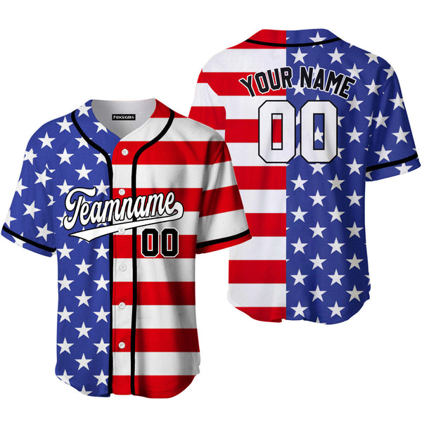 Custom American Flag White Black Custom Baseball Jerseys For Men & Women