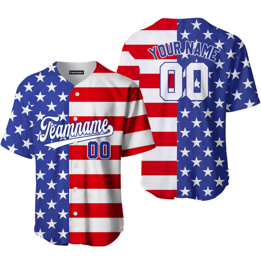 Custom American Flag White Blue Custom Baseball Jerseys For Men & Women