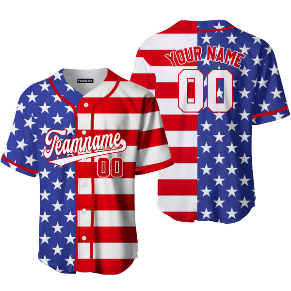 Custom American Flag White Red Custom Baseball Jerseys For Men & Women