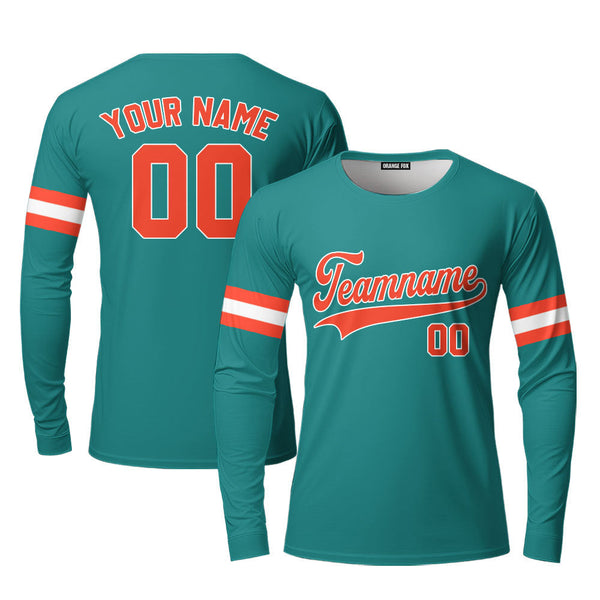 Custom Aqua Orange - White Custom Long Sleeve T-Shirt For Men & Women