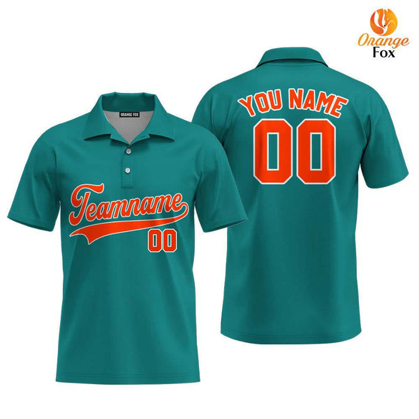 Custom Aqua Orange - White Custom Polo Shirt For Men