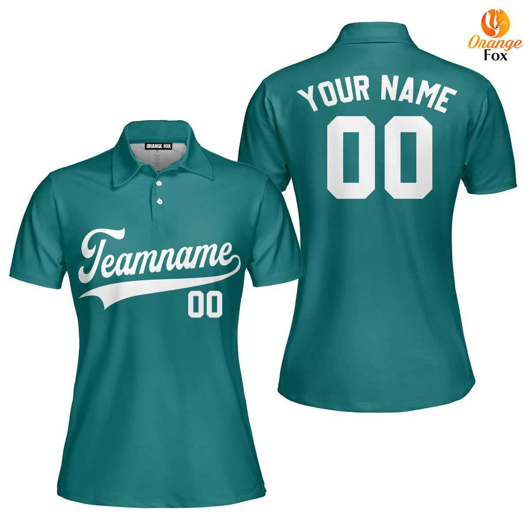 Custom Aqua White Custom Polo Shirt For Women
