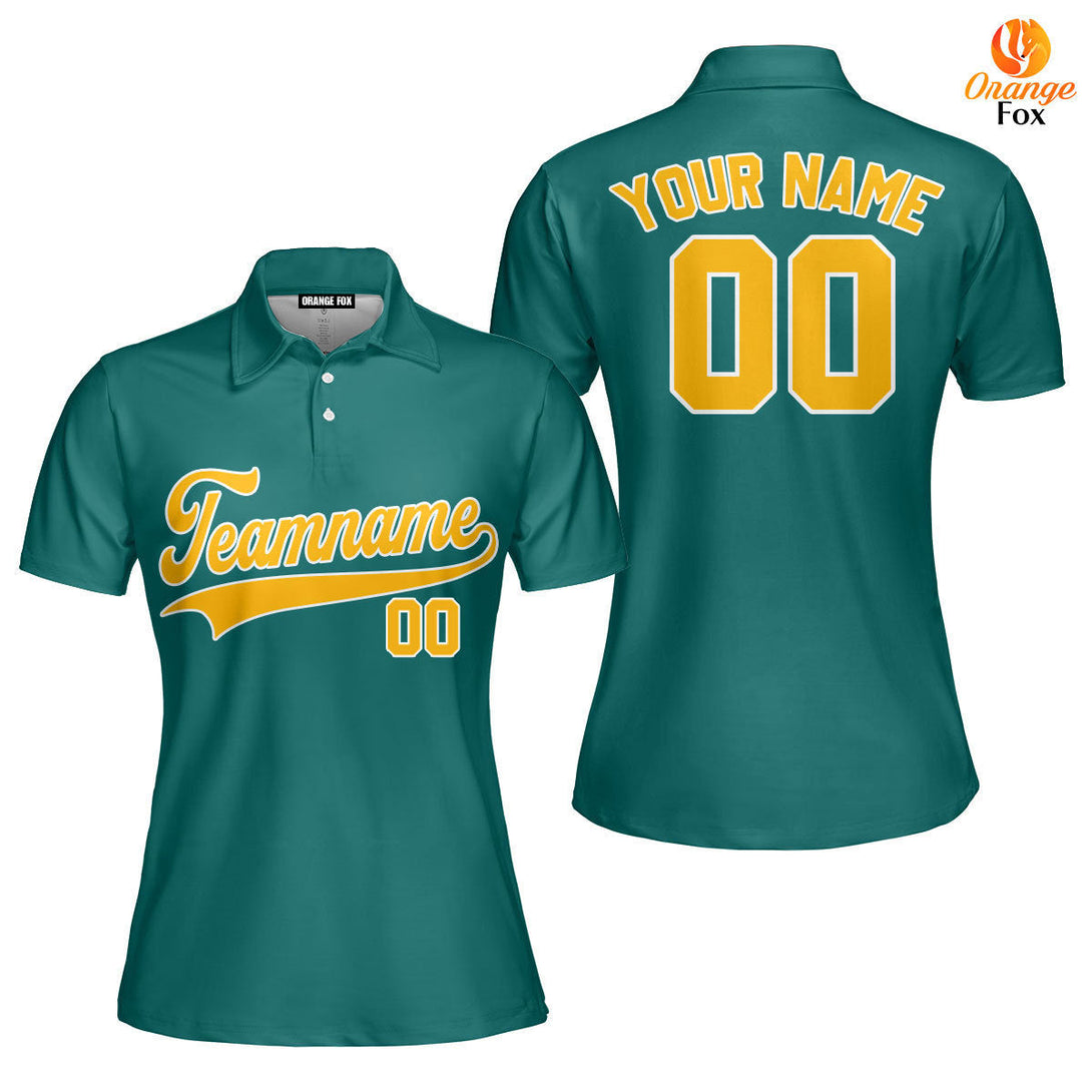 Custom Aqua Yellow - White Custom Polo Shirt For Women