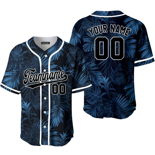 Custom Authentic Tropical Pattern Black White Custom Baseball Jerseys For Men & Women