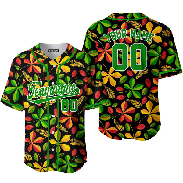 Custom Autumn Leaves Love Falls Pattern Green White Custom Baseball Jerseys For Men & Women