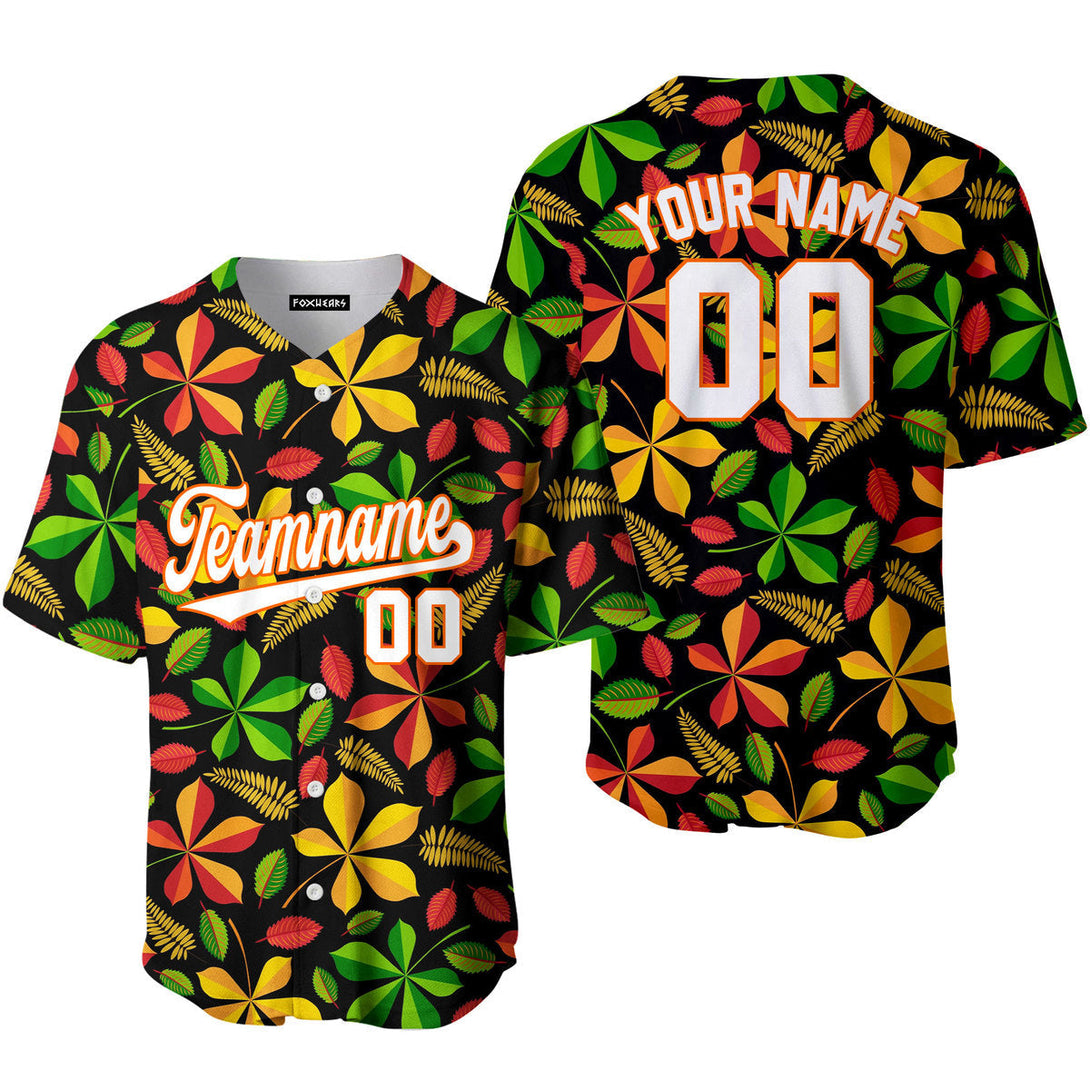 Custom Autumn Leaves Love Falls Pattern White Orange Custom Baseball Jerseys For Men & Women