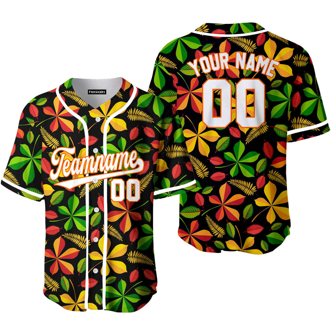 Custom Autumn Leaves Love Falls Pattern White Orange Custom Baseball Jerseys For Men & Women