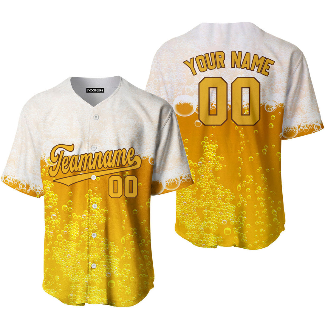 Custom Beer Bubbles Yellow Gold Custom Baseball Jerseys For Men & Women