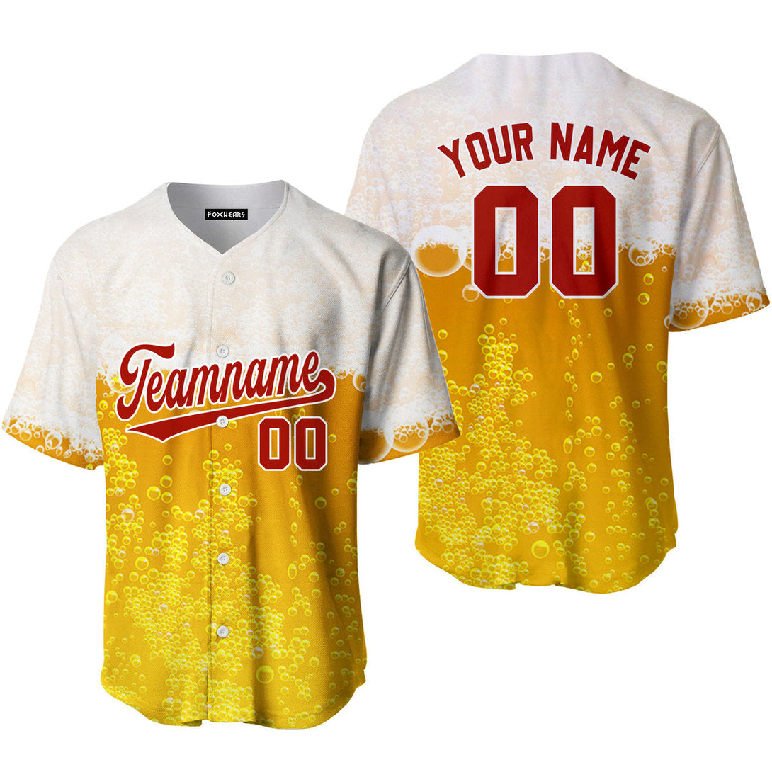 Custom Beer Bubbles Yellow Red Custom Baseball Jerseys For Men & Women