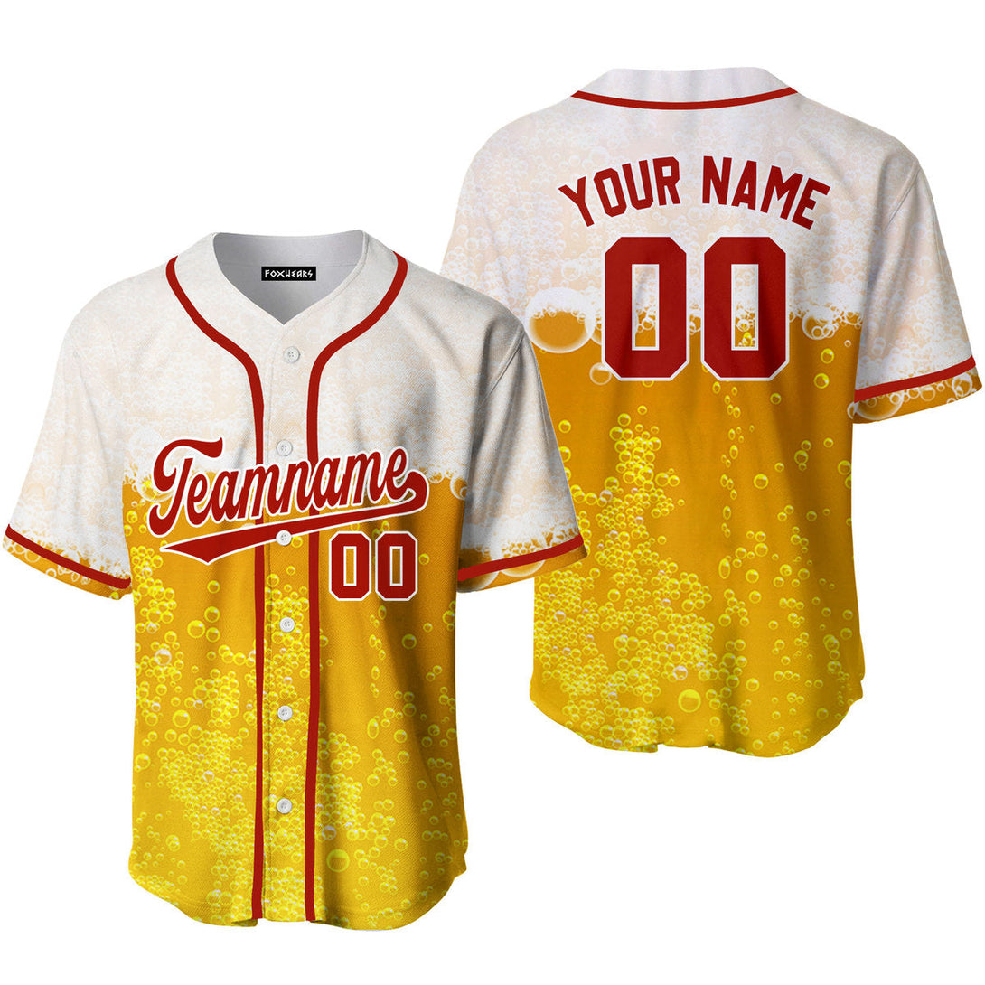 Custom Beer Bubbles Yellow Red Custom Baseball Jerseys For Men & Women