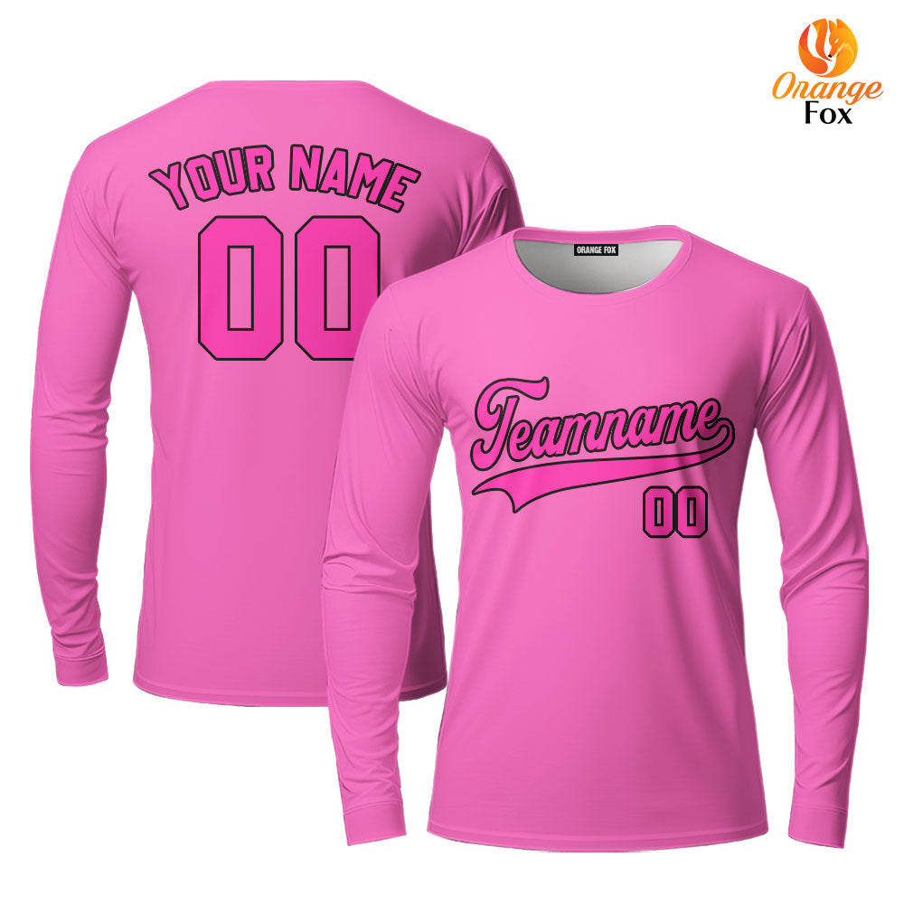 Custom Black And Pink Custom Long Sleeve T-Shirt For Men & Women