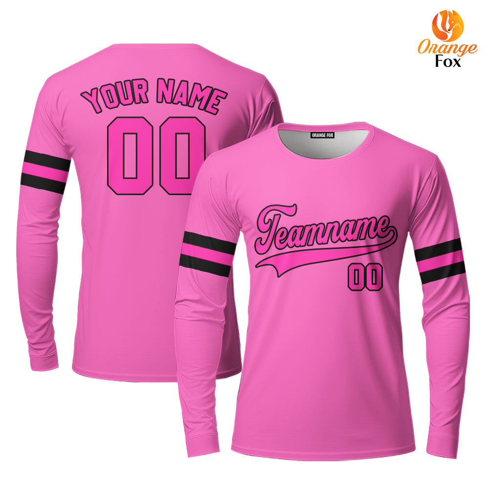 Custom Black And Pink Custom Long Sleeve T-Shirt For Men & Women