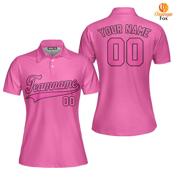 Custom Black And Pink Custom Polo Shirt For Women