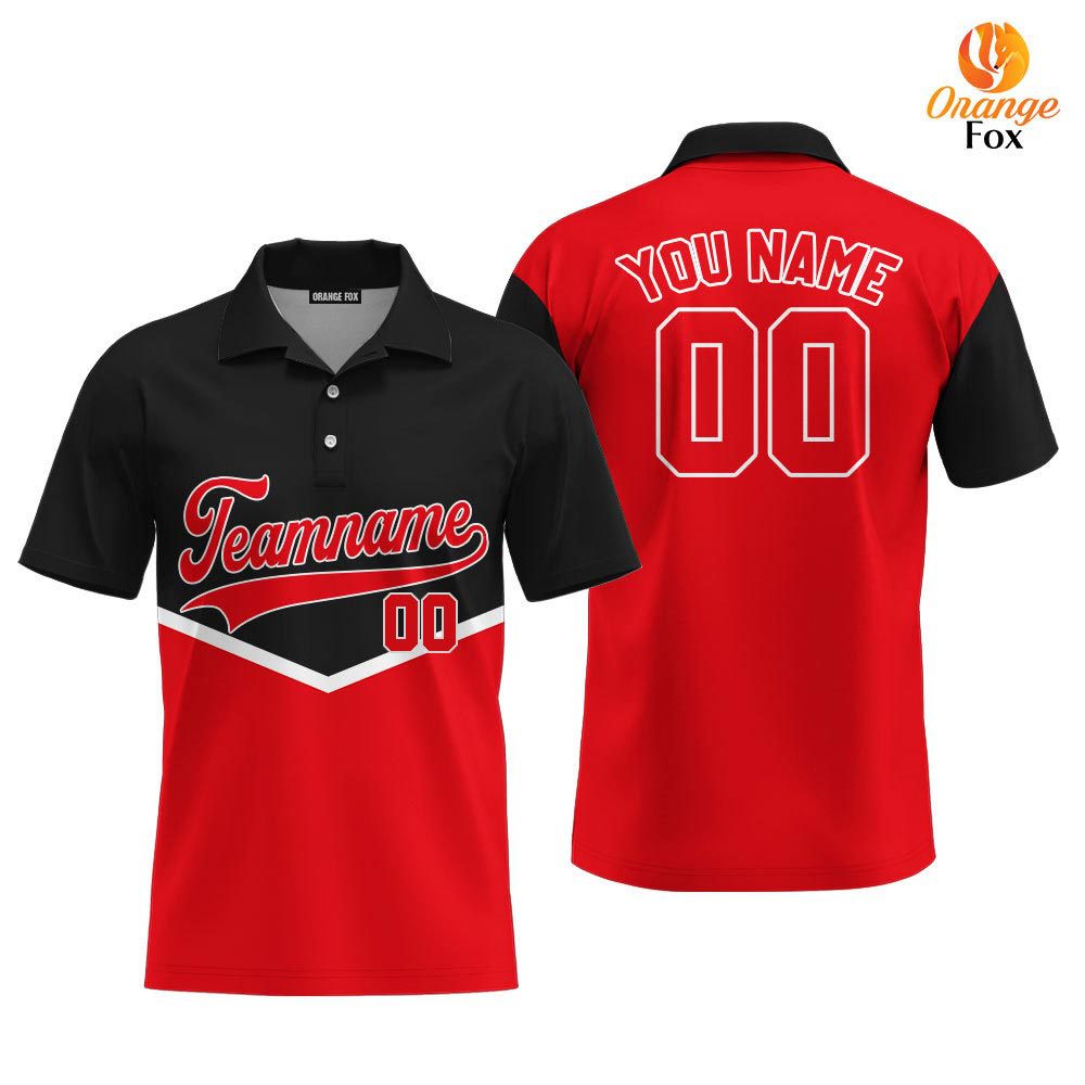 Custom Black And Red Custom Polo Shirt For Men