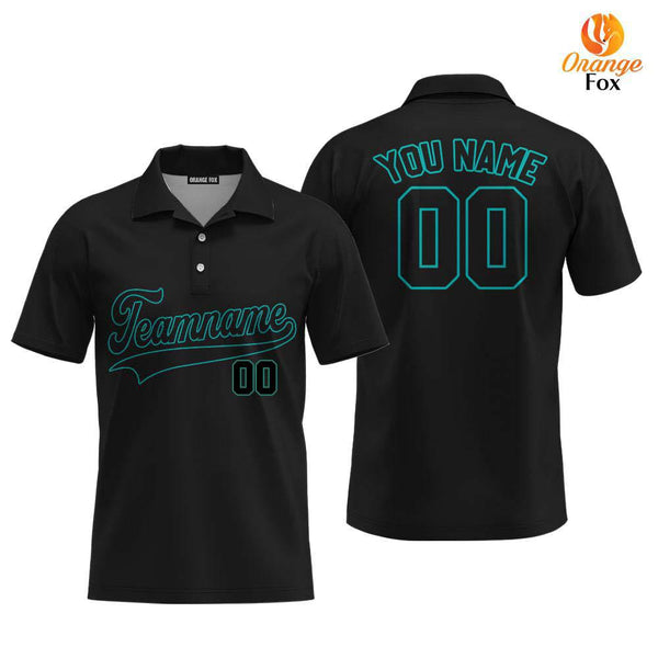 Custom Black Aqua Custom Polo Shirt For Men