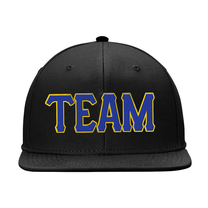 Custom Black Blue And Yellow Snapback Hat