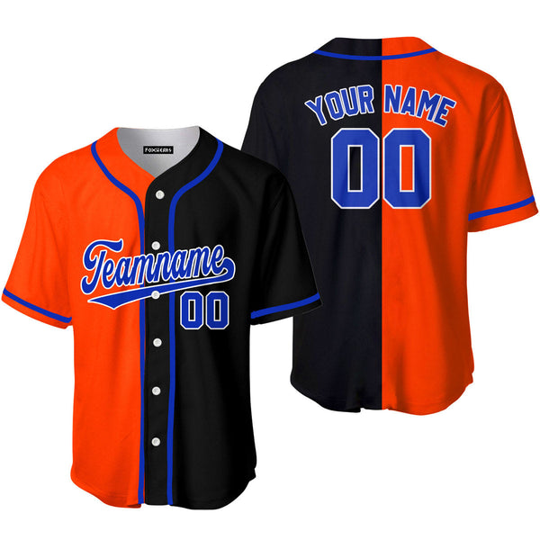 Custom Black Blue Orange Split Fashion Baseball Jerseys For Men & Women