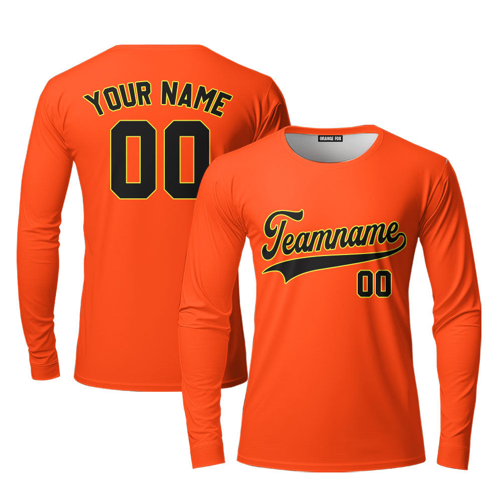 Custom Black Brown And Orange Custom Long Sleeve T-Shirt For Men & Women