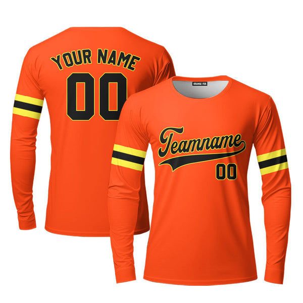 Custom Black Brown And Orange Custom Long Sleeve T-Shirt For Men & Women