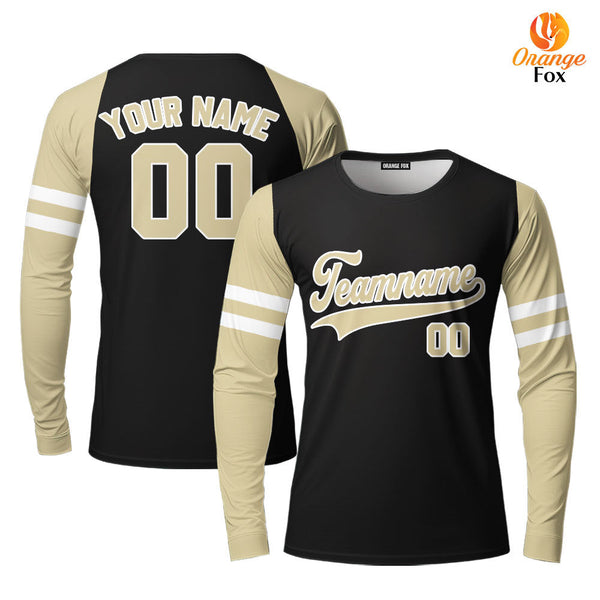 Custom Black Cream Raglan White Custom Long Sleeve T-Shirt For Men & Women