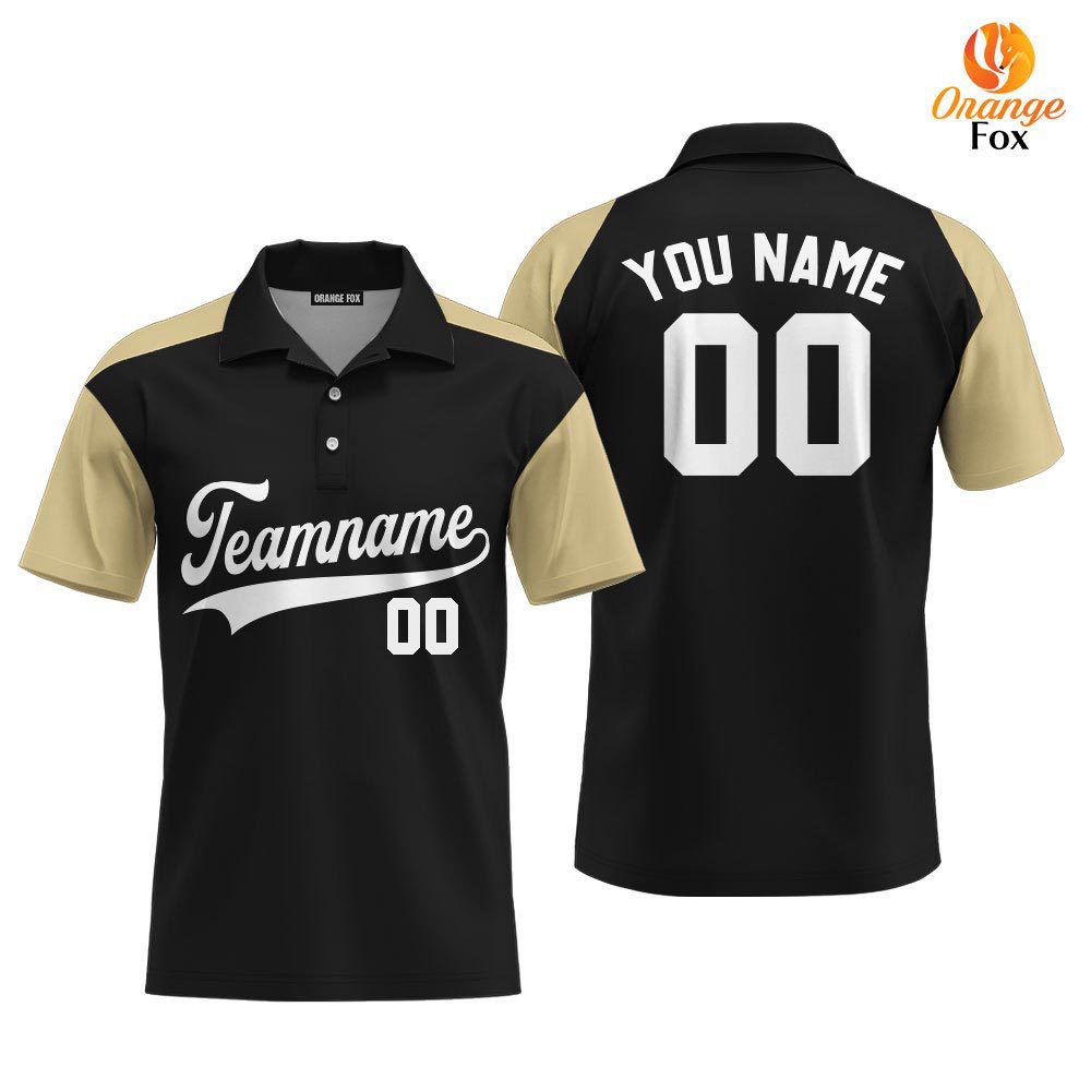 Custom Black Cream Raglan White Custom Polo Shirt For Men