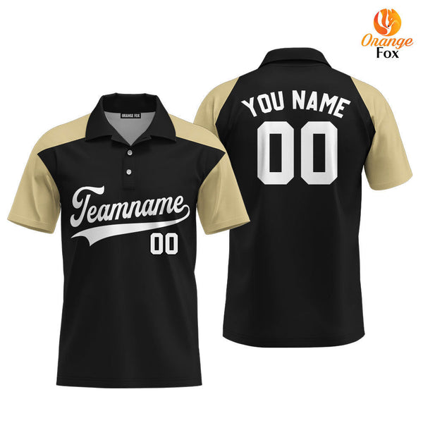 Custom Black Cream Raglan White Custom Polo Shirt For Men