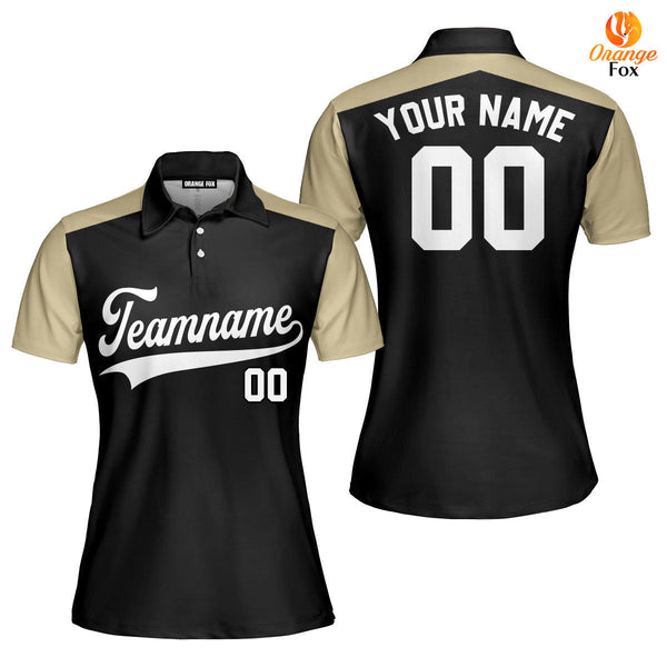 Custom Black Cream Raglan White Custom Polo Shirt For Women