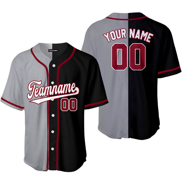 Custom Black Crimson Gray Split Fashion Baseball Jerseys For Men & Women