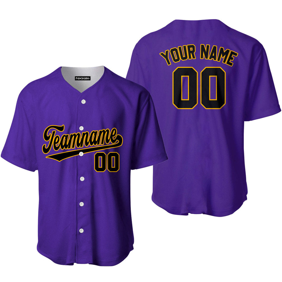 Custom Black Gold And Purple Custom Baseball Jerseys For Men & Women