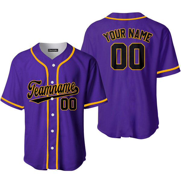 Custom Black Gold And Purple Custom Baseball Jerseys For Men & Women