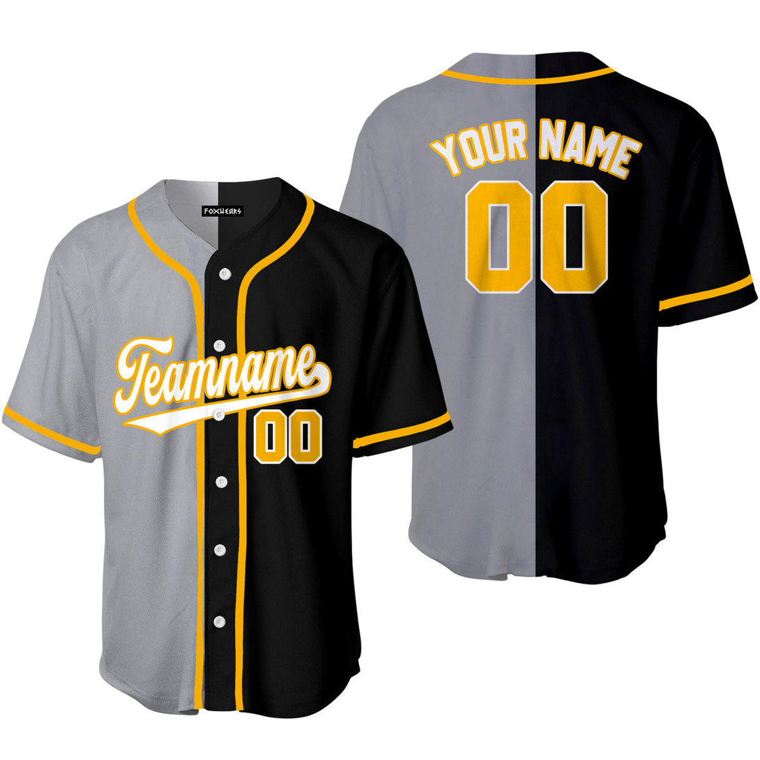 Custom Black Gold Gray Split Fashion Baseball Jerseys For Men & Women