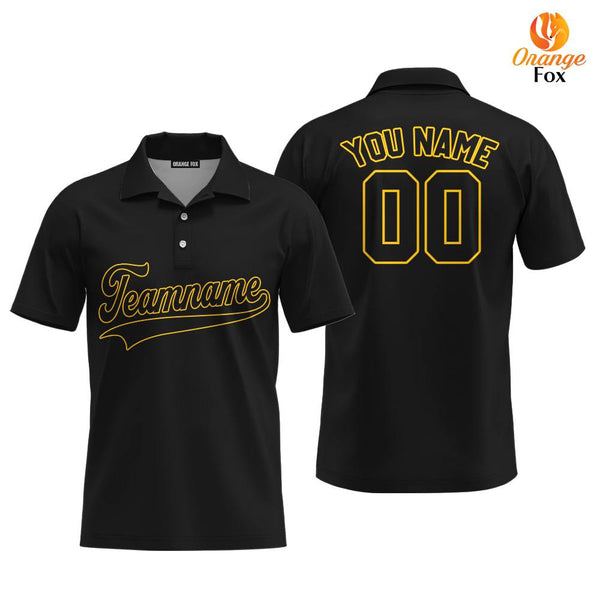 Custom Black Gold Yellow Custom Polo Shirt For Men