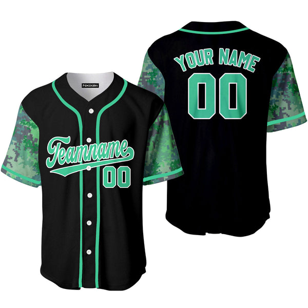 Custom Black Green Camo Raglan Green White Baseball Jerseys For Men & Women