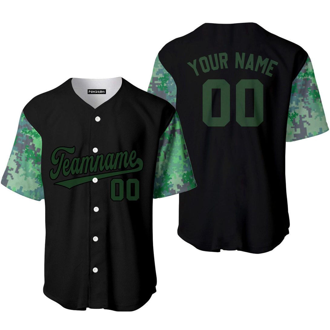 Custom Black Green Camo Raglan Teal Green Black Baseball Jerseys For Men & Women