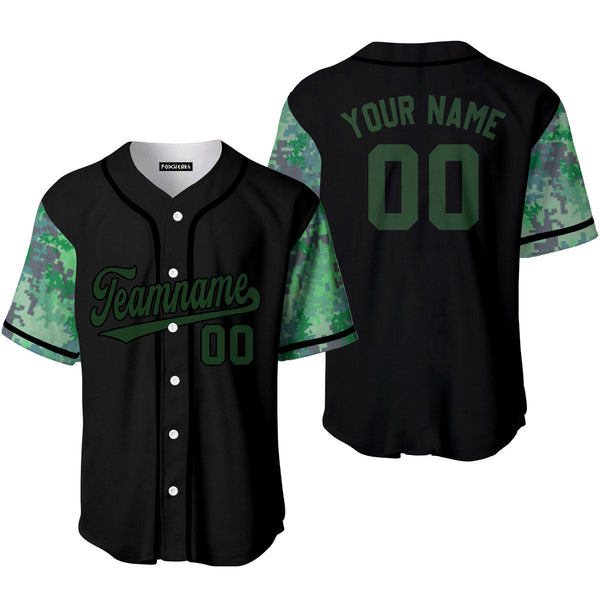 Custom Black Green Camo Raglan Teal Green Black Baseball Jerseys For Men & Women