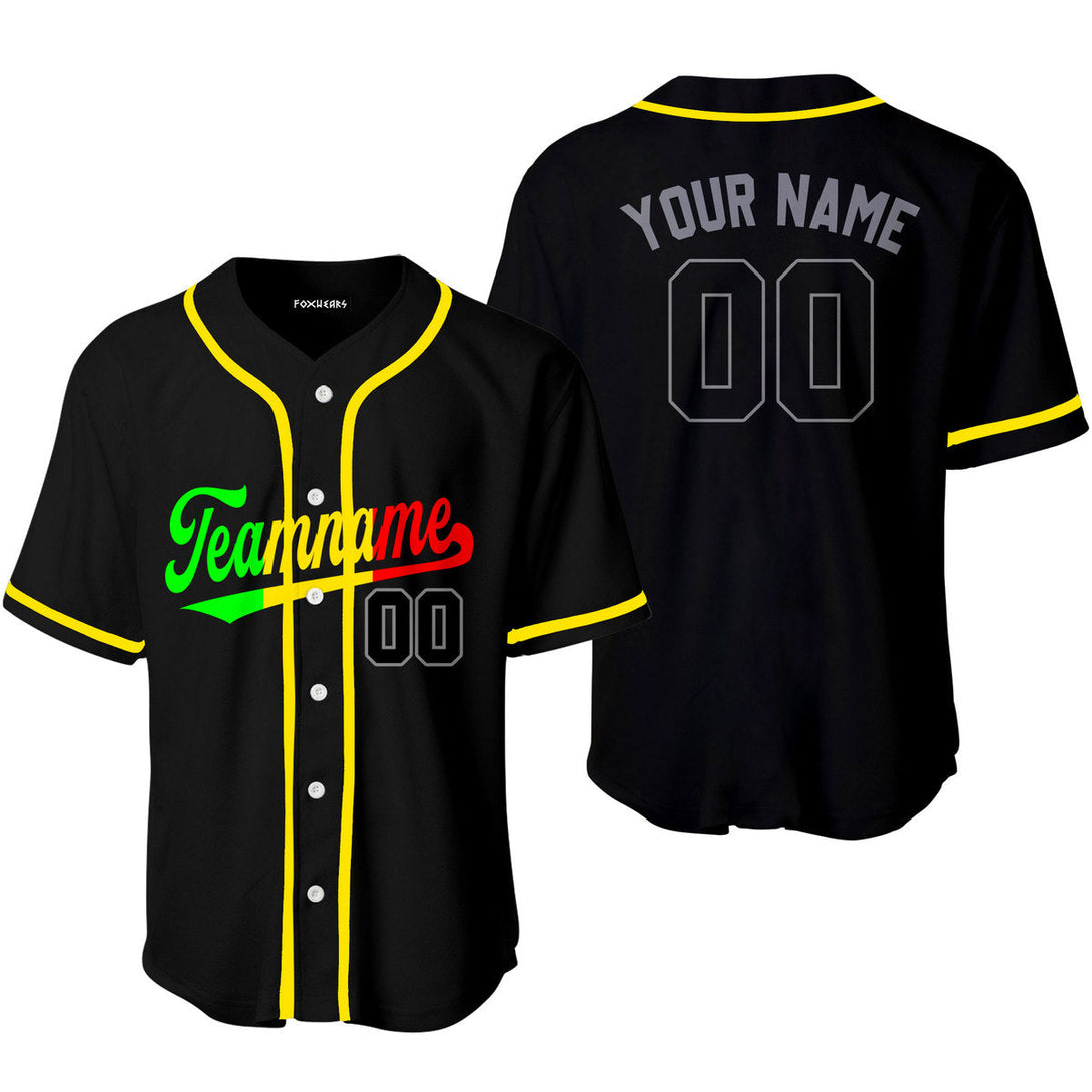 Custom Black Green Yellow Red Baseball Jerseys For Men & Women