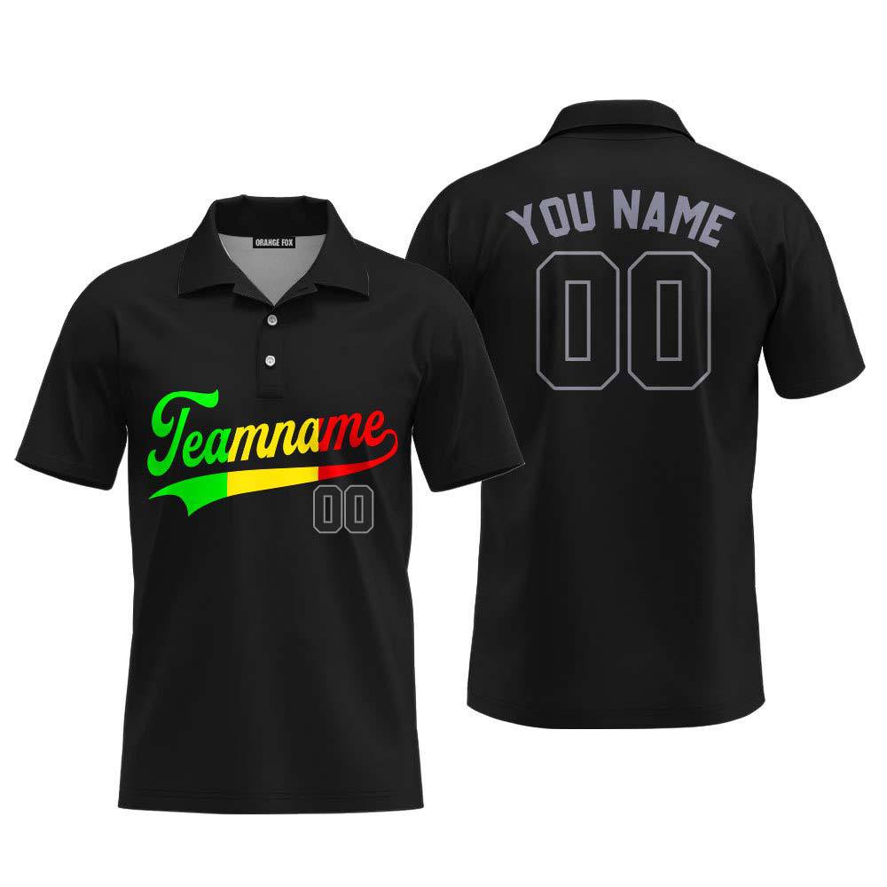 Custom Black Green Yellow Red Custom Polo Shirt For Men