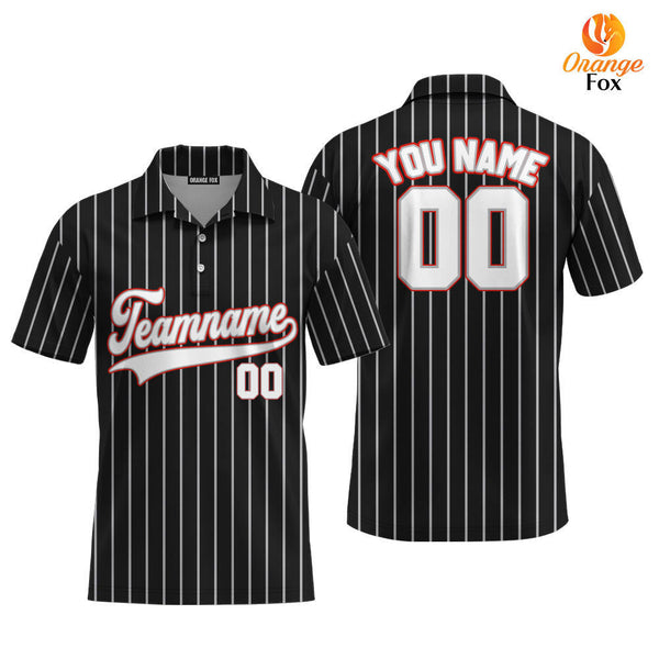 Custom Black Grey Pinstripe Red White Custom Polo Shirt For Men