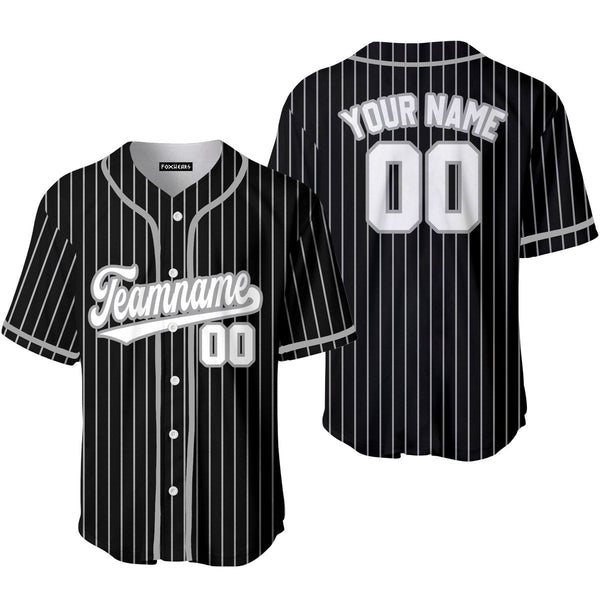 Custom Black Grey Pinstripe White Baseball Jerseys For Men & Women