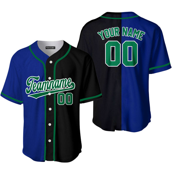 Custom Black Blue Kelly Green-White Split Fashion Baseball Jersey