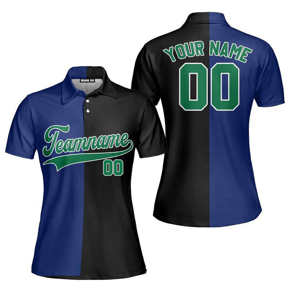 Custom Black Kelly Green Blue Split Fashion Custom Polo Shirt For Women