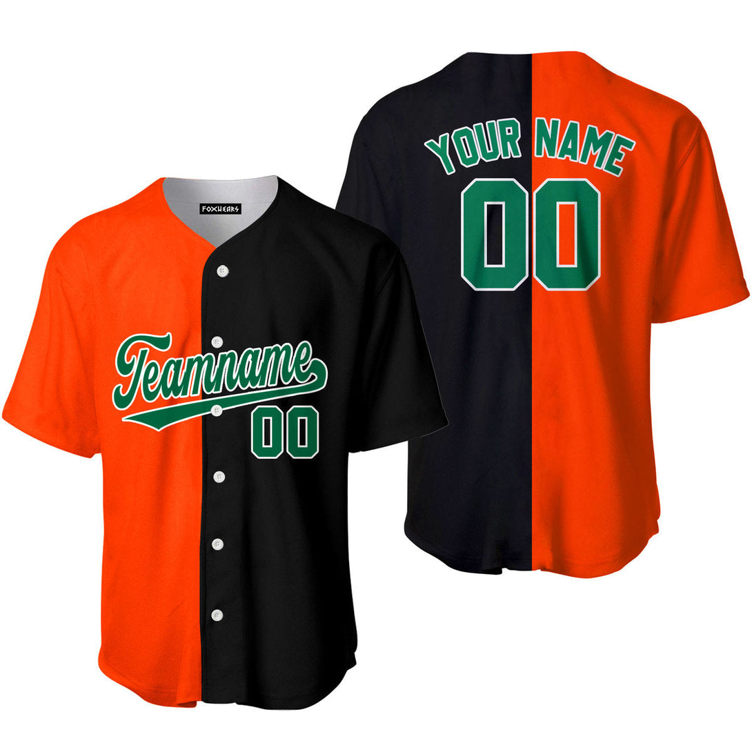 Custom Black Kelly Green Orange Split Fashion Baseball Jerseys For Men & Women