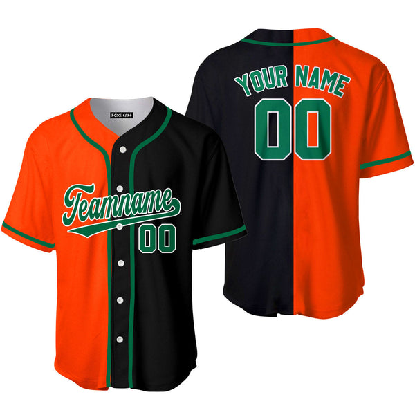 Custom Black Kelly Green Orange Split Fashion Baseball Jerseys For Men & Women