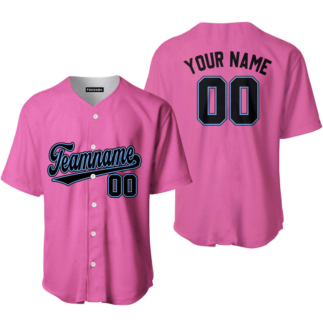 Custom Black Light Blue And Pink Custom Baseball Jerseys For Men & Women