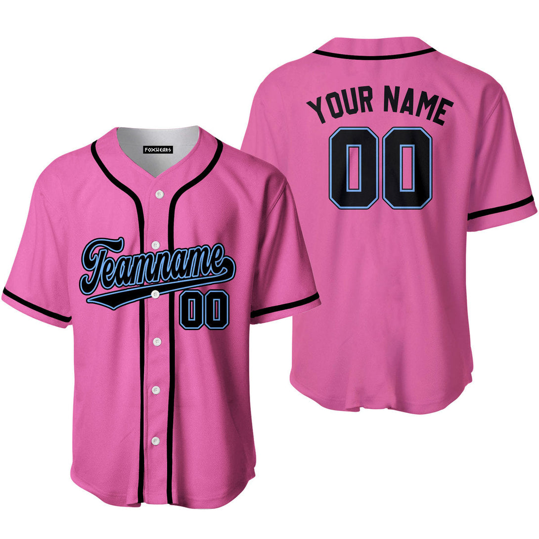 Custom Black Light Blue And Pink Custom Baseball Jerseys For Men & Women