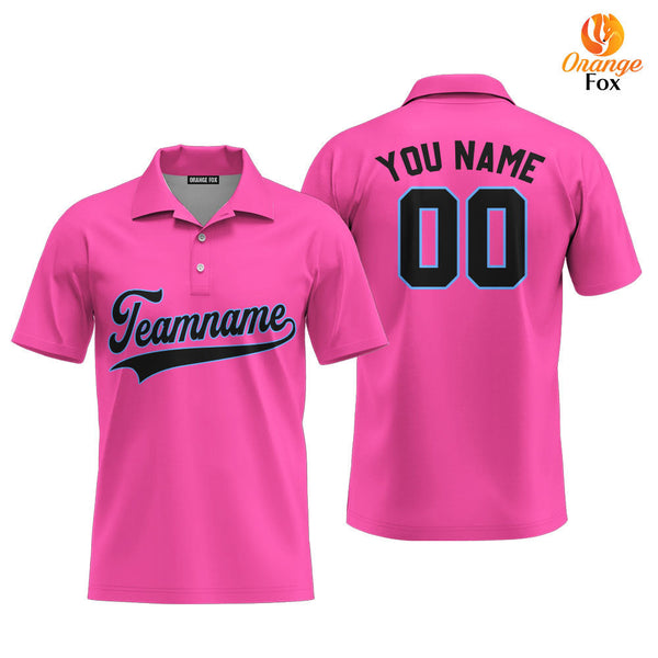 Custom Black Light Blue And Pink Custom Polo Shirt For Men