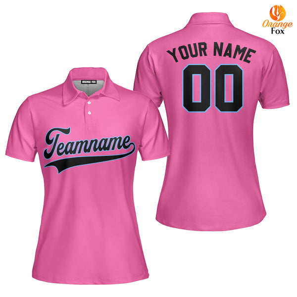 Custom Black Light Blue And Pink Custom Polo Shirt For Women