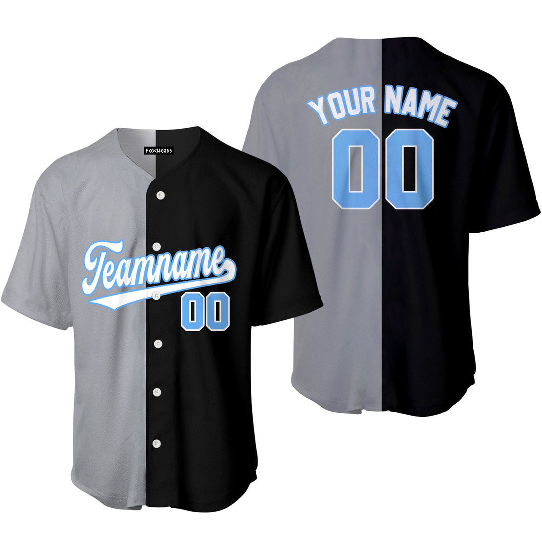 Custom Black Light Blue Gray Split Fashion Baseball Jerseys For Men & Women