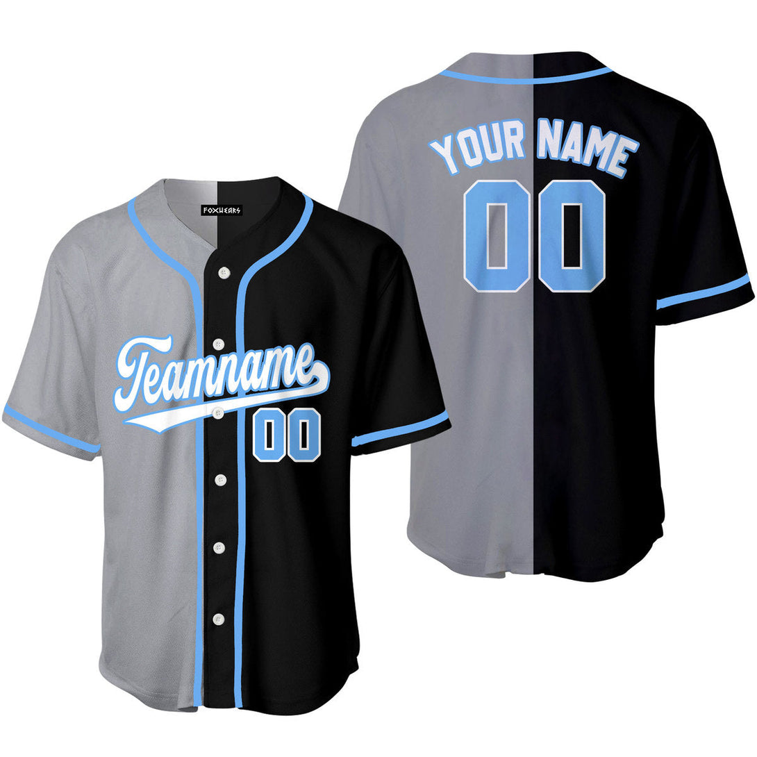 Custom Black Light Blue Gray Split Fashion Baseball Jerseys For Men & Women